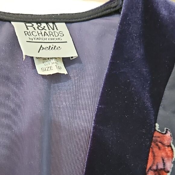 R&M Richards Floral Kimono and Velvet Dress Set Sz 14P - Picture 15 of 16